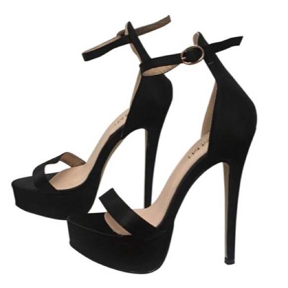 Simmi London Shoes - Simmi London Black Satin Heels